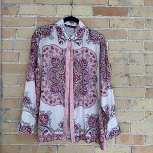 NWT Zara Pink Floral Blouse